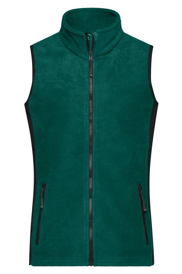 Ladies' Workwear Fleece Vest - STRONG - Strapazierfähige Fleece Weste im Materialmix schwarz/grün, Gr. XL