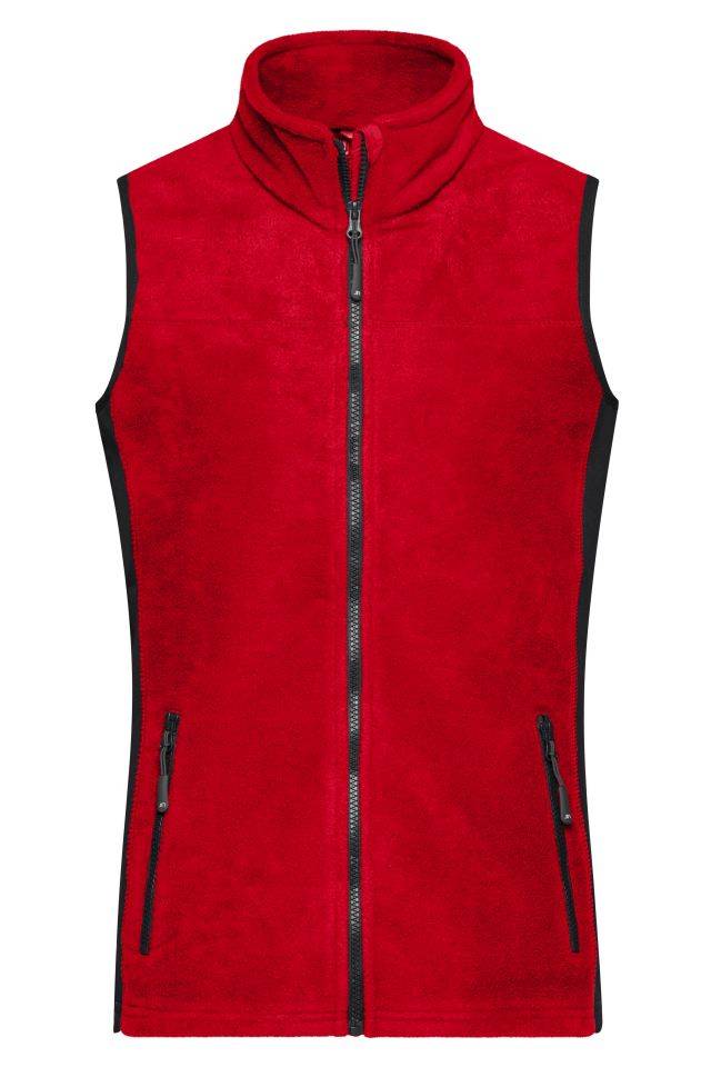 Ladies' Workwear Fleece Vest - STRONG - Strapazierfähige Fleece Weste im Materialmix schwarz/rot, Gr. XXL