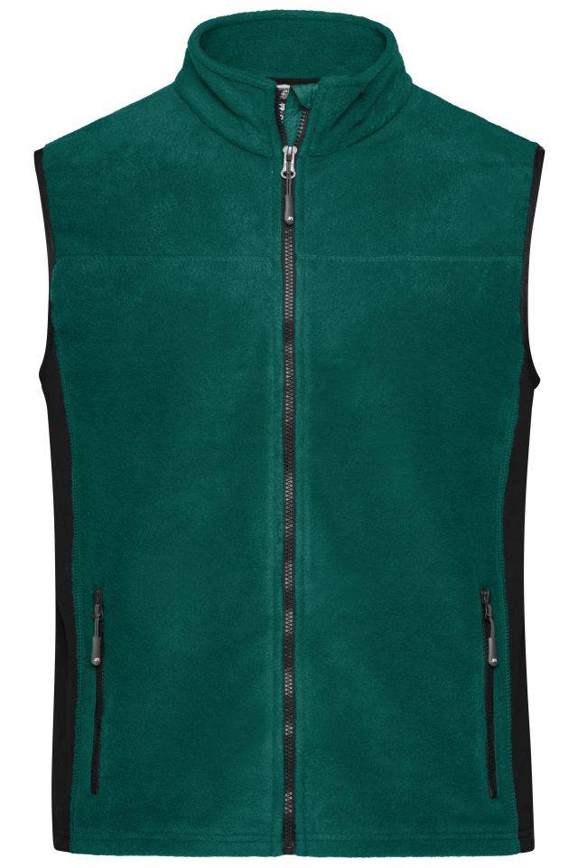 Men's Workwear Fleece Vest - STRONG - Strapazierfähige Fleece Weste im Materialmix schwarz/grün, Gr. S