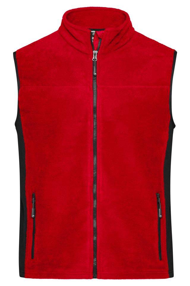 Men's Workwear Fleece Vest - STRONG - Strapazierfähige Fleece Weste im Materialmix schwarz/rot, Gr. L