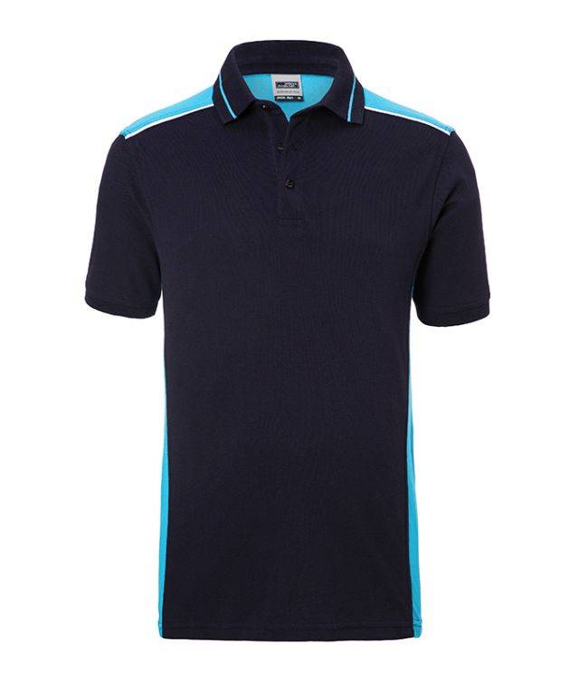 Men's Workwear Polo - COLOR - Pflegeleichtes und strapazierfähiges Polo mit Kontrasteinsätzen blau, Gr. 6XL