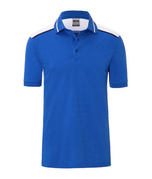 Men's Workwear Polo - COLOR - Pflegeleichtes und strapazierfähiges Polo mit Kontrasteinsätzen weiß/blau, Gr. 6XL