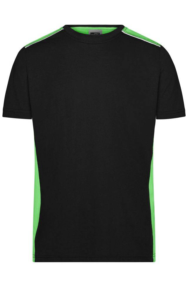 Men's Workwear T-Shirt - COLOR - Strapazierfähiges und pflegeleichtes T-Shirt mit Kontrasteinsätzen schwarz/grün, Gr. 5X