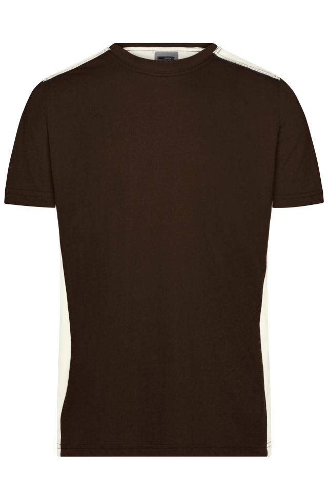 Men's Workwear T-Shirt - COLOR - Strapazierfähiges und pflegeleichtes T-Shirt mit Kontrasteinsätzen braun/grau, Gr. 6XL