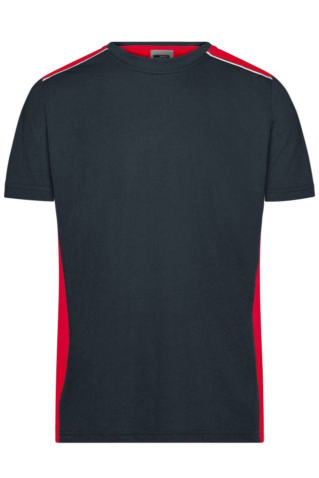 Men's Workwear T-Shirt - COLOR - Strapazierfähiges und pflegeleichtes T-Shirt mit Kontrasteinsätzen rot/grau, Gr. 5XL