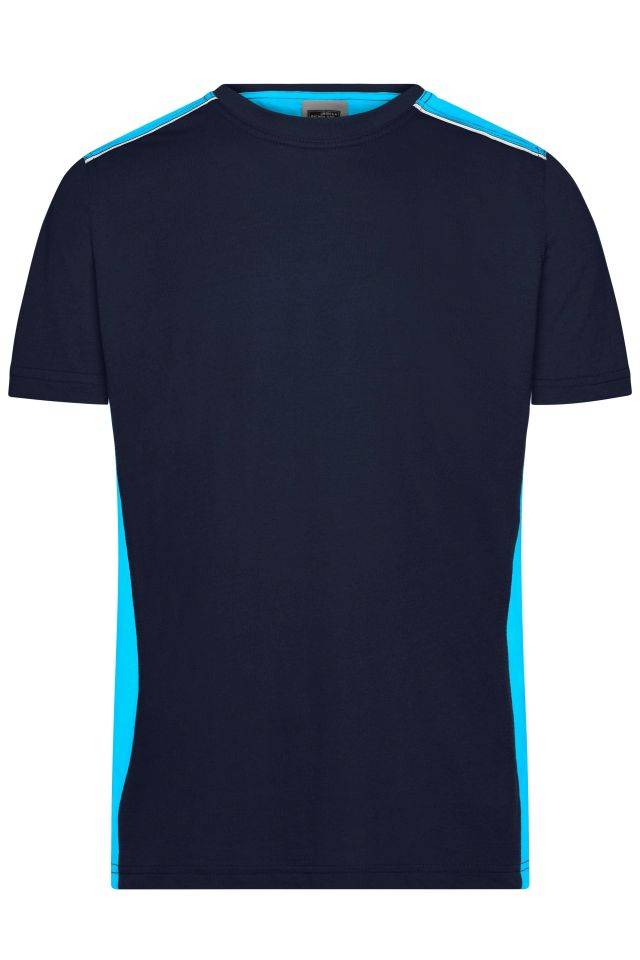 Men's Workwear T-Shirt - COLOR - Strapazierfähiges und pflegeleichtes T-Shirt mit Kontrasteinsätzen blau, Gr. 6XL