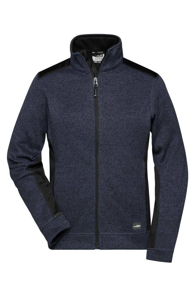 Ladies' Knitted Workwear Fleece Jacket - STRONG - Pflegeleichte Strickfleece Jacke im Materialmix grau/schwarz, Gr. XS