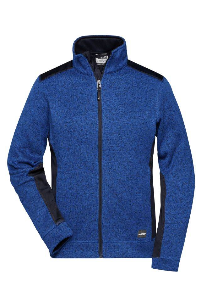 Ladies' Knitted Workwear Fleece Jacket - STRONG - Pflegeleichte Strickfleece Jacke im Materialmix blau, Gr. 4XL