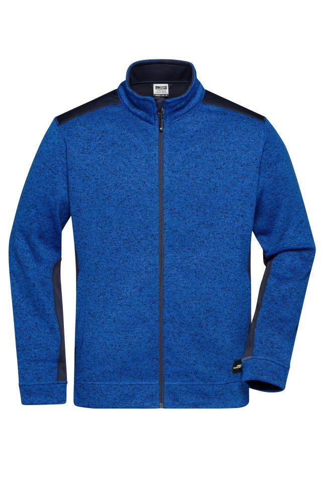 Men's Knitted Workwear Fleece Jacket - STRONG - Pflegeleichte Strickfleece Jacke im Materialmix blau, Gr. S