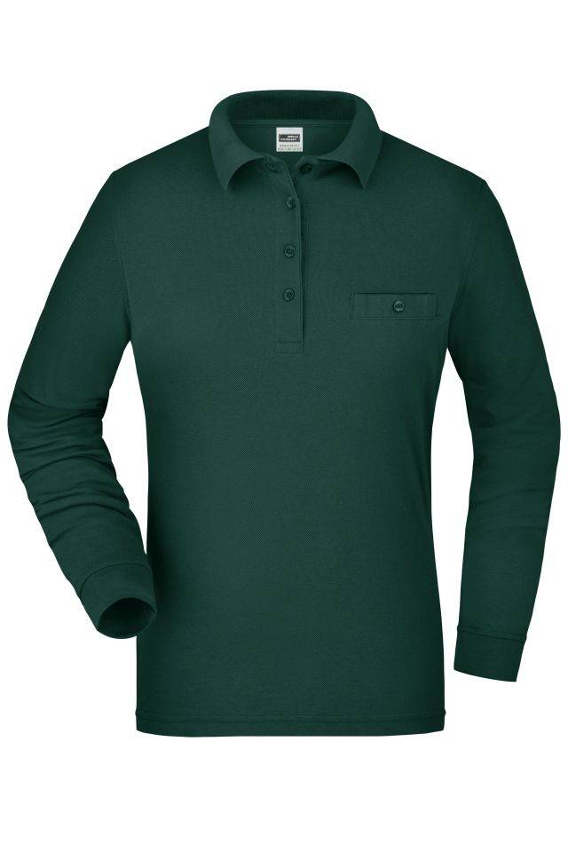 Ladies' Workwear Polo Pocket Longsleeve Pflegeleichtes und strapazierfähiges Langarm Polo mit Brusttasche grün, Gr. 3XL