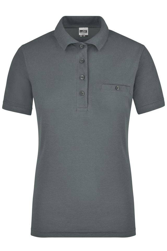 Ladies' Workwear Polo Pocket Pflegeleichtes und strapazierfähiges Polo mit Brusttasche grau, Gr. 4XL