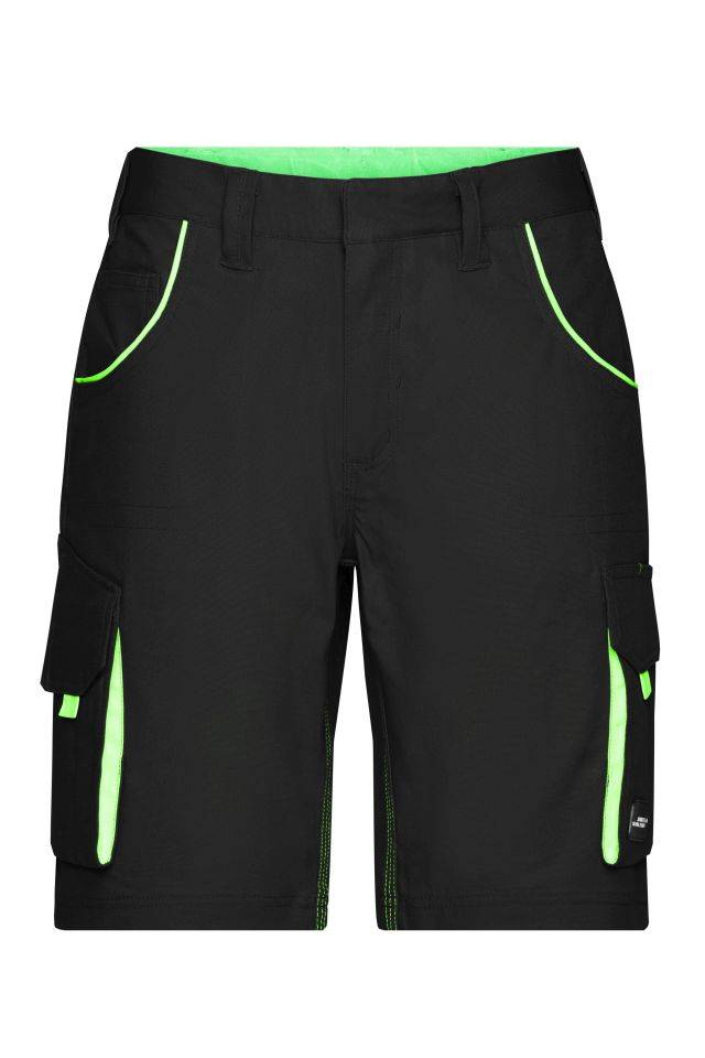 Workwear Bermudas - COLOR - Funktionelle kurze Hose im sportlichen Look mit hochwertigen Details schwarz/grün, Gr. 54