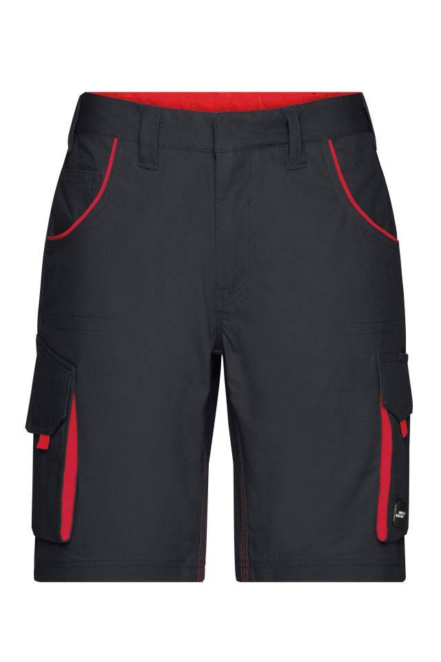 Workwear Bermudas - COLOR - Funktionelle kurze Hose im sportlichen Look mit hochwertigen Details rot/grau, Gr. 54