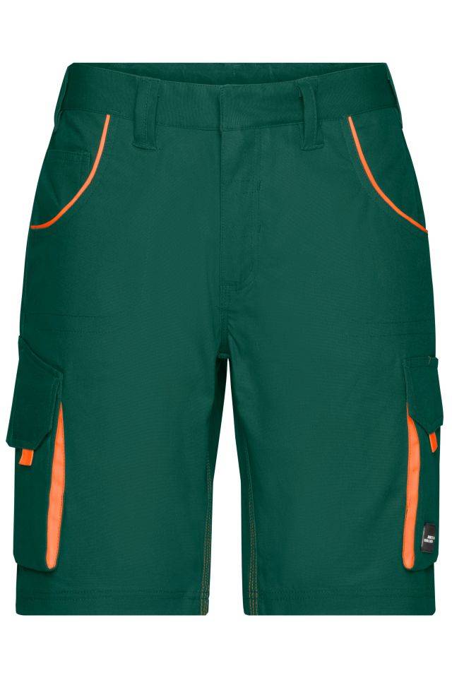 Workwear Bermudas - COLOR - Funktionelle kurze Hose im sportlichen Look mit hochwertigen Details grün/orange, Gr. 54