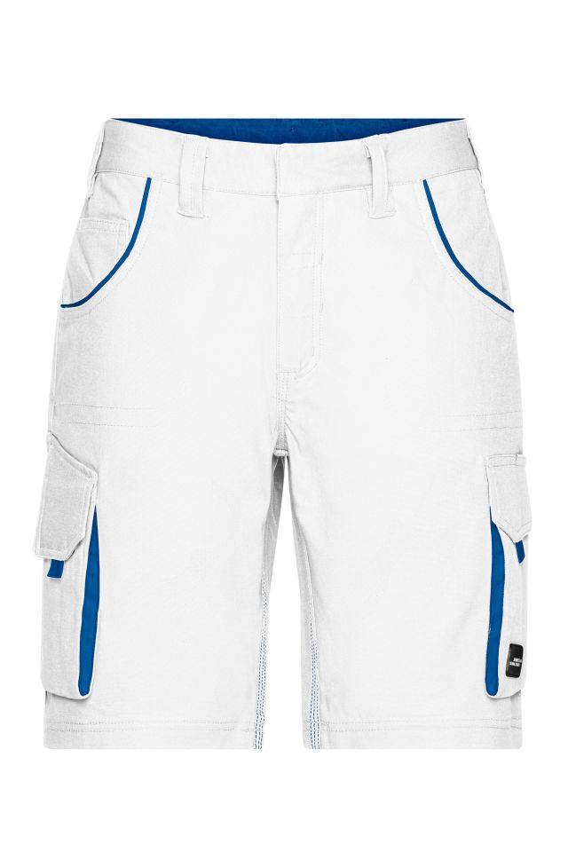 Workwear Bermudas - COLOR - Funktionelle kurze Hose im sportlichen Look mit hochwertigen Details weiß/blau, Gr. 50