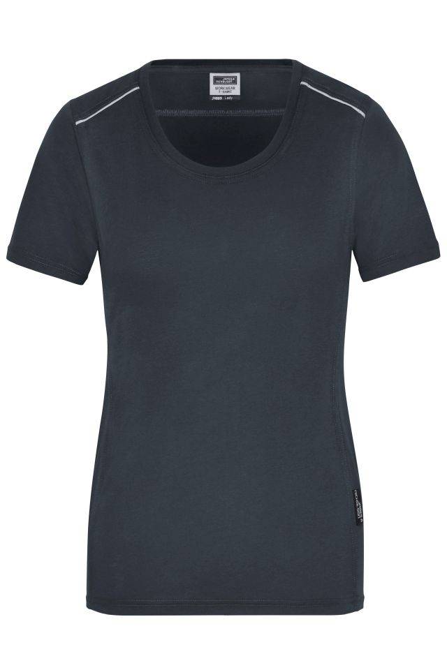 Ladies' Workwear T-Shirt - SOLID - Strapazierfähiges und pflegeleichtes T-shirt mit Kontrastpaspel grau, Gr. L