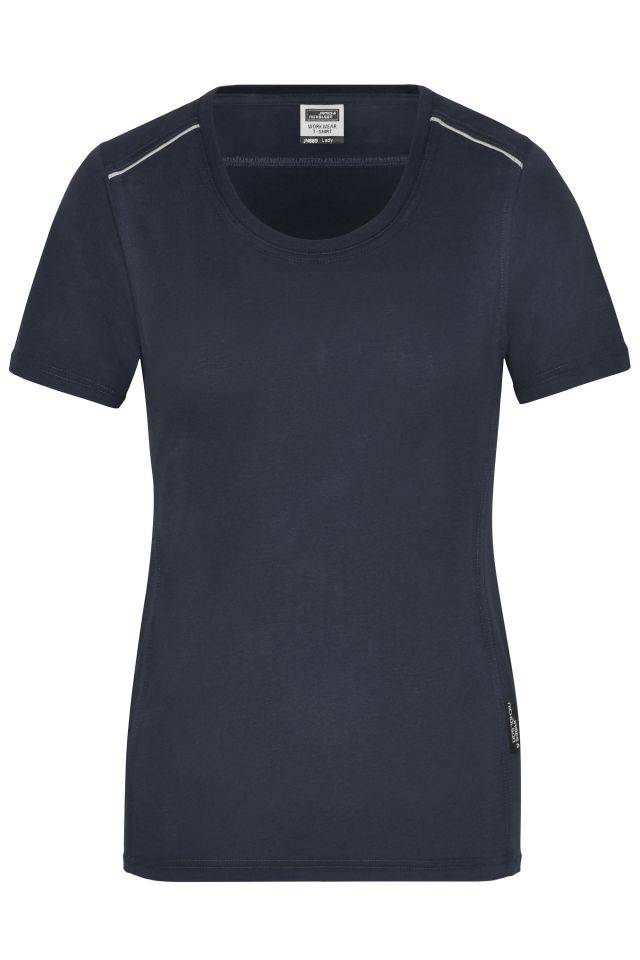 Ladies' Workwear T-Shirt - SOLID - Strapazierfähiges und pflegeleichtes T-shirt mit Kontrastpaspel blau, Gr. XL