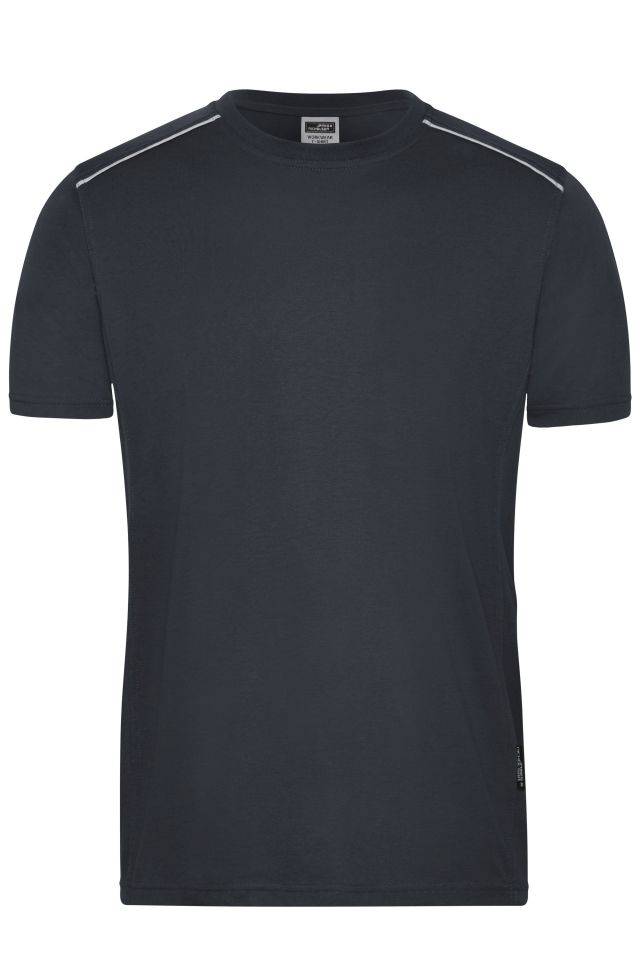 Men's Workwear T-Shirt - SOLID - Strapazierfähiges und pflegeleichtes T-shirt mit Kontrastpaspel grau, Gr. XS