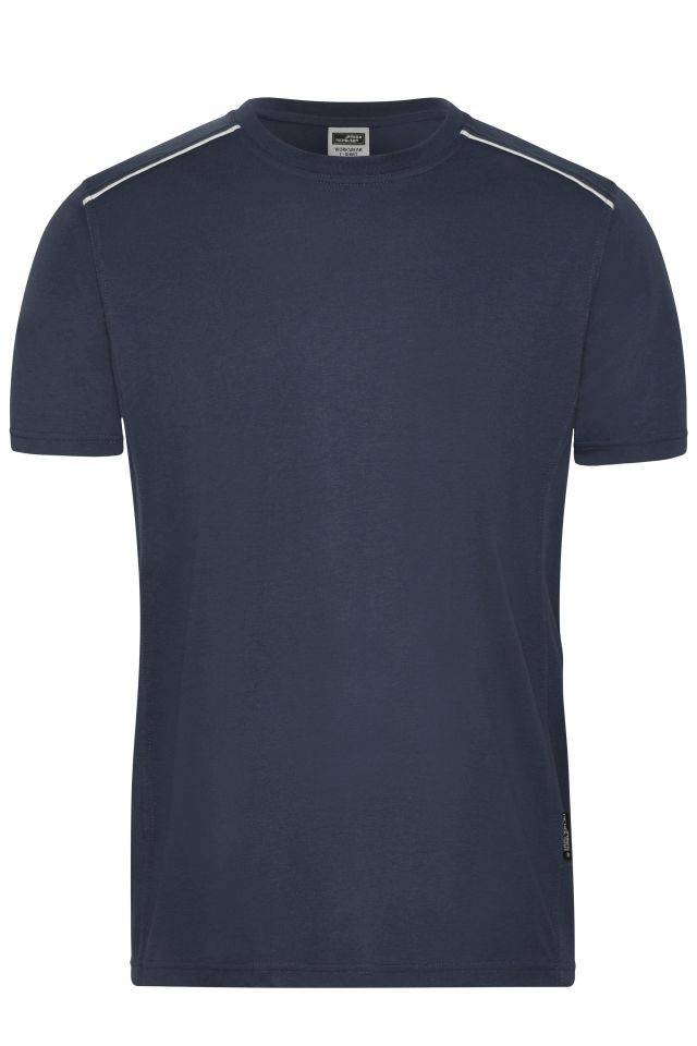 Men's Workwear T-Shirt - SOLID - Strapazierfähiges und pflegeleichtes T-shirt mit Kontrastpaspel blau, Gr. 6XL