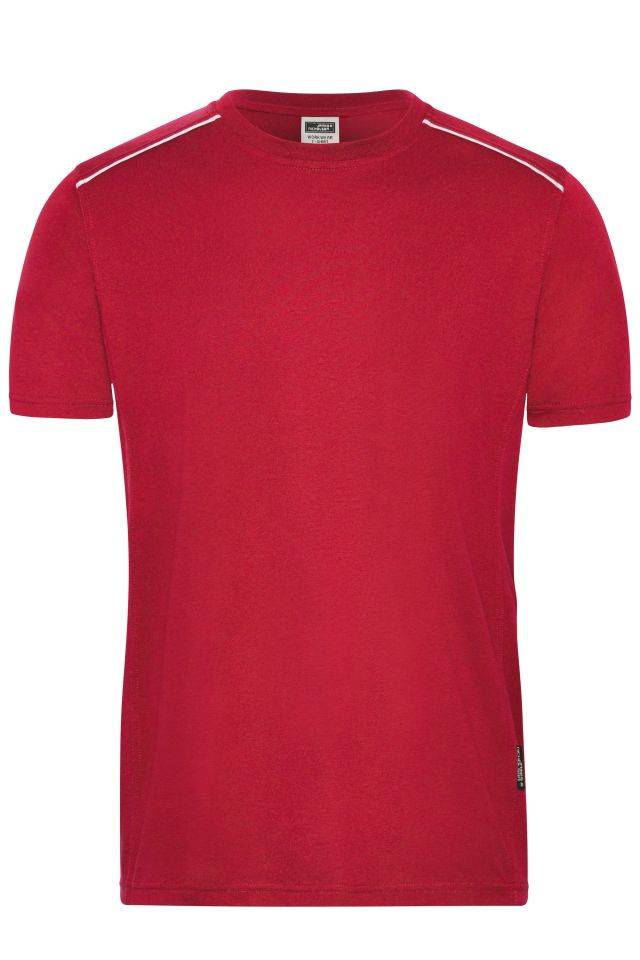 Men's Workwear T-Shirt - SOLID - Strapazierfähiges und pflegeleichtes T-shirt mit Kontrastpaspel rot, Gr. XXL