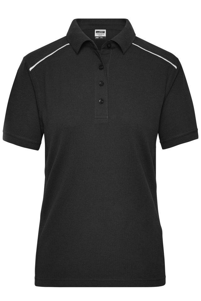 Ladies' Workwear Polo - SOLID - Strapazierfähiges und pflegeleichtes Polo mit Kontrastpaspel schwarz, Gr. XL