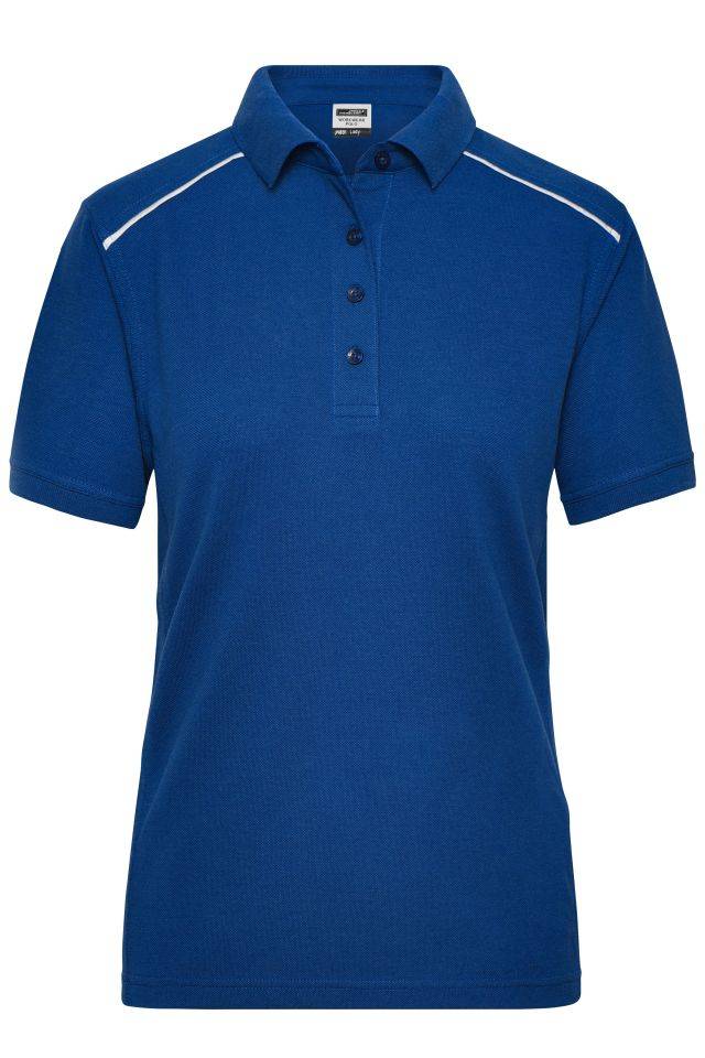 Ladies' Workwear Polo - SOLID - Strapazierfähiges und pflegeleichtes Polo mit Kontrastpaspel blau, Gr. L