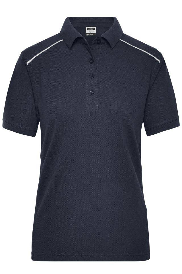 Ladies' Workwear Polo - SOLID - Strapazierfähiges und pflegeleichtes Polo mit Kontrastpaspel blau, Gr. M