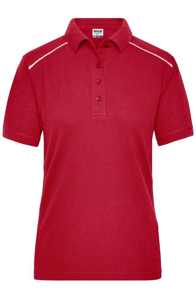 Ladies' Workwear Polo - SOLID - Strapazierfähiges und pflegeleichtes Polo mit Kontrastpaspel rot, Gr. M