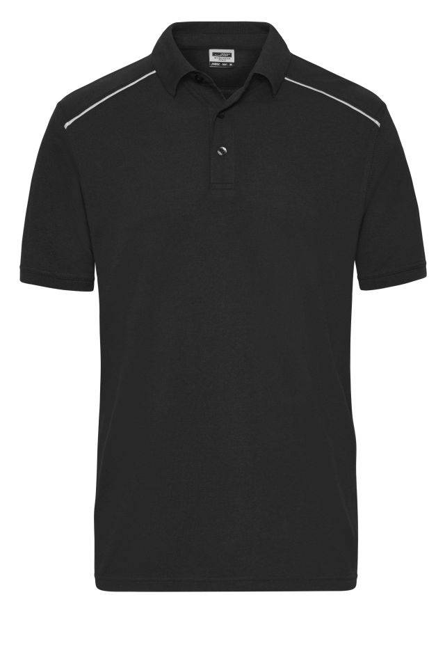 Men's Workwear Polo - SOLID - Strapazierfähiges und pflegeleichtes Polo mit Kontrastpaspel schwarz, Gr. L