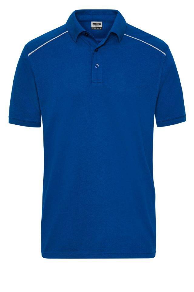 Men's Workwear Polo - SOLID - Strapazierfähiges und pflegeleichtes Polo mit Kontrastpaspel blau, Gr. 6XL