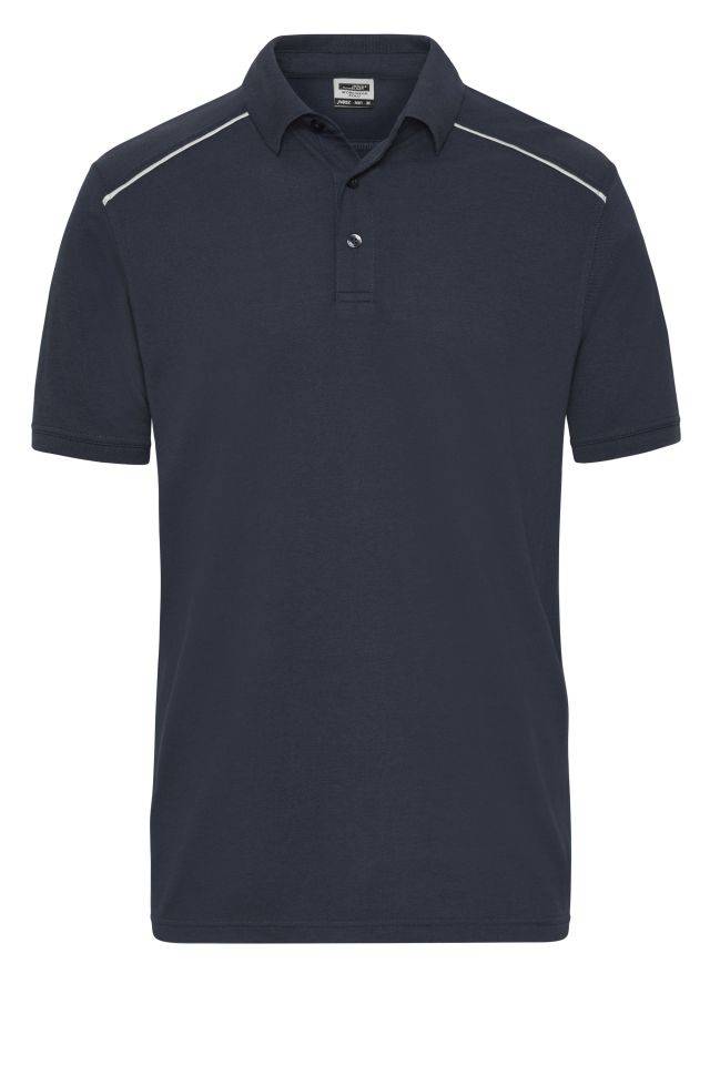 Men's Workwear Polo - SOLID - Strapazierfähiges und pflegeleichtes Polo mit Kontrastpaspel blau, Gr. S