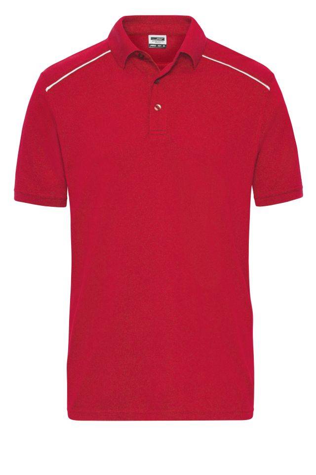 Men's Workwear Polo - SOLID - Strapazierfähiges und pflegeleichtes Polo mit Kontrastpaspel rot, Gr. XL