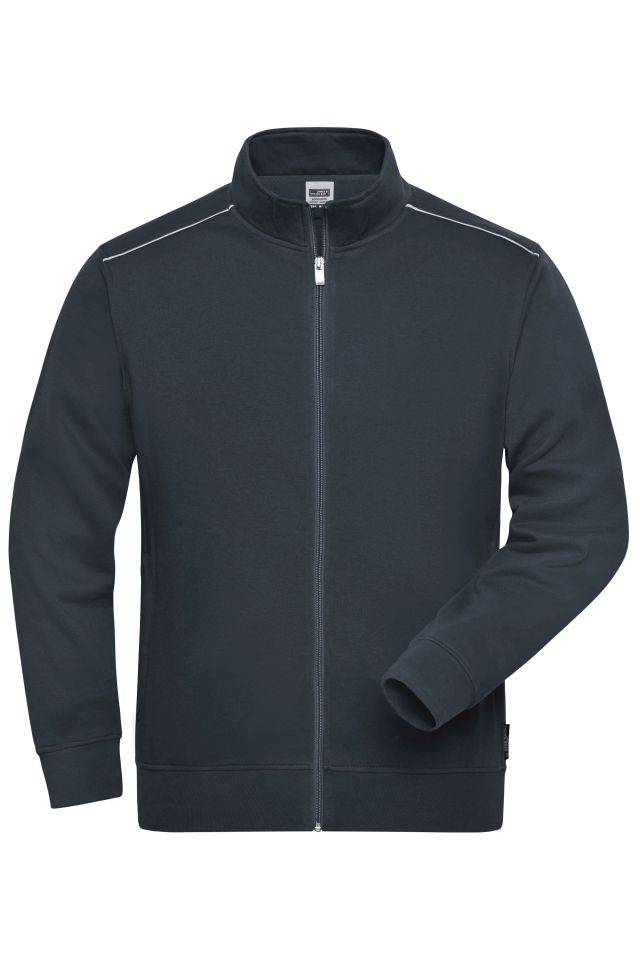 Men's Workwear Sweat-Jacket - SOLID - Sweat-Jacke mit Stehkragen und Kontrastpaspel grau, Gr. 6XL