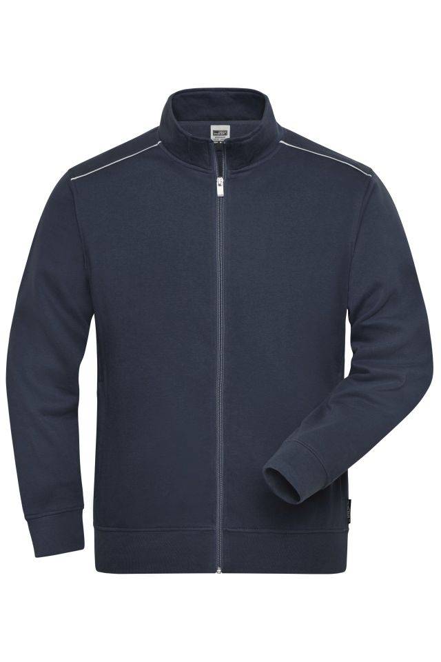 Men's Workwear Sweat-Jacket - SOLID - Sweat-Jacke mit Stehkragen und Kontrastpaspel blau, Gr. XXL