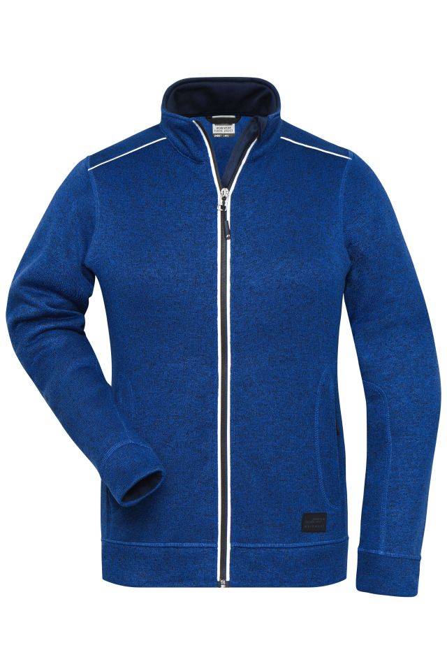 Ladies' Knitted Workwear Fleece Jacket - SOLID - Pflegeleichte Strickfleece-Jacke blau, Gr. 3XL