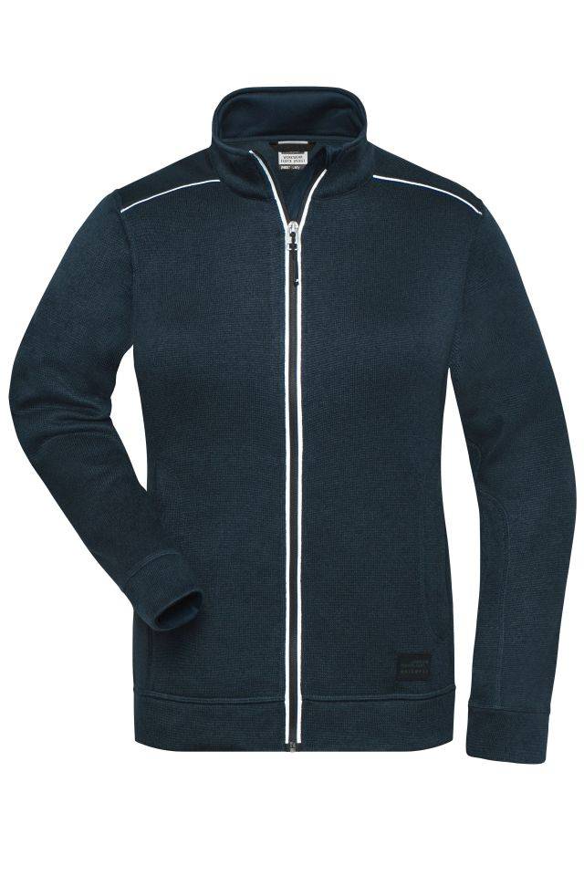 Ladies' Knitted Workwear Fleece Jacket - SOLID - Pflegeleichte Strickfleece-Jacke blau, Gr. S