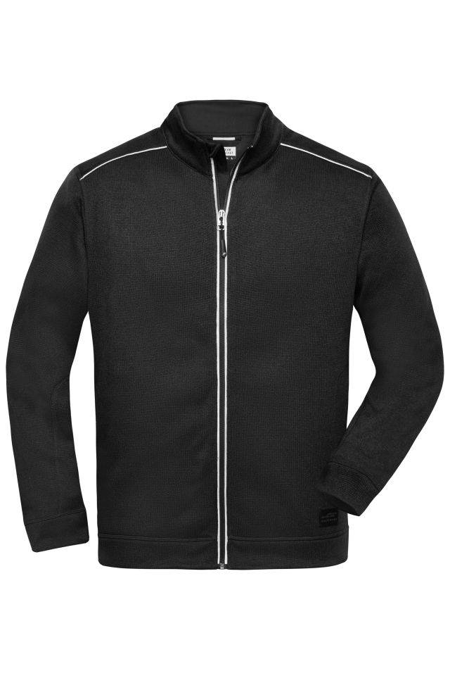 Men's Knitted Workwear Fleece Jacket - SOLID - Pflegeleichte Strickfleece-Jacke schwarz, Gr. L