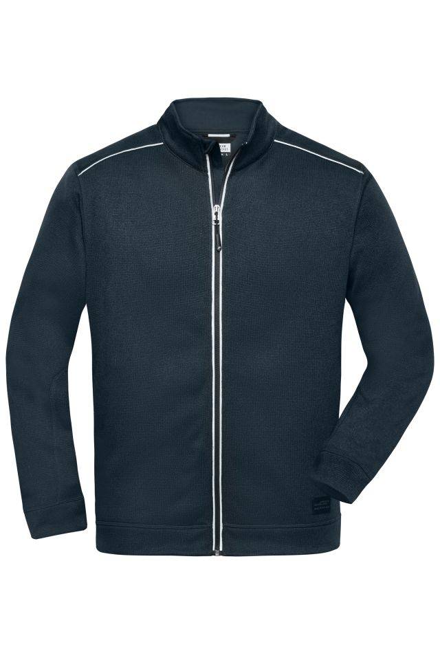 Men's Knitted Workwear Fleece Jacket - SOLID - Pflegeleichte Strickfleece-Jacke blau, Gr. L