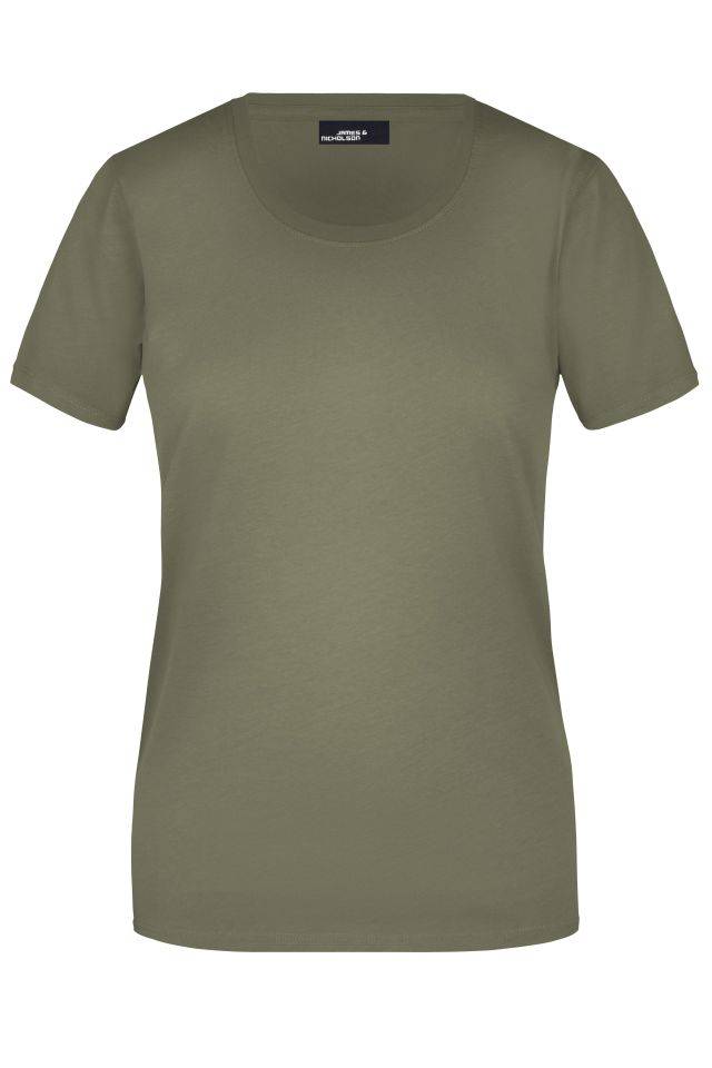 Ladies' Basic-T Leicht tailliertes T-Shirt aus Single-Jersey braun/grün/oliv, Gr. L