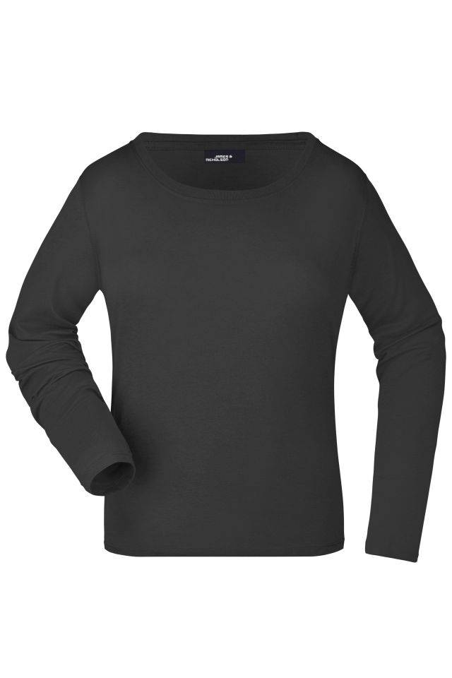 Ladies' Shirt Long-Sleeved Medium Langarm T-Shirt aus Single-Jersey schwarz, Gr. S