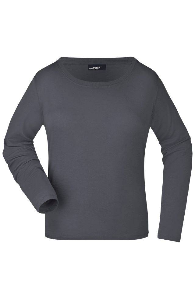 Ladies' Shirt Long-Sleeved Medium Langarm T-Shirt aus Single-Jersey grau, Gr. S