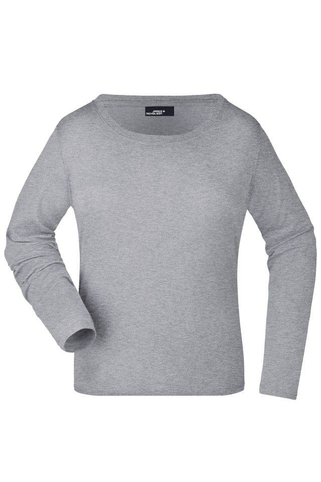 Ladies' Shirt Long-Sleeved Medium Langarm T-Shirt aus Single-Jersey grau, Gr. XL