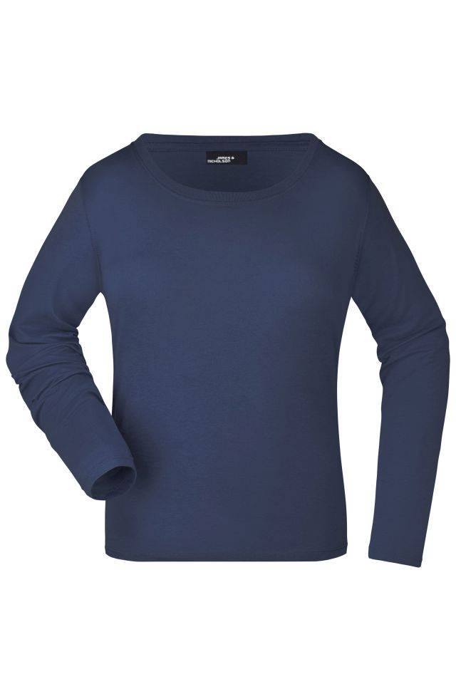 Ladies' Shirt Long-Sleeved Medium Langarm T-Shirt aus Single-Jersey blau, Gr. M
