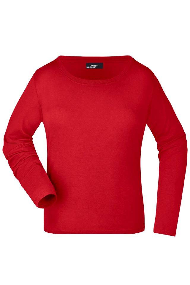 Ladies' Shirt Long-Sleeved Medium Langarm T-Shirt aus Single-Jersey rot, Gr. L