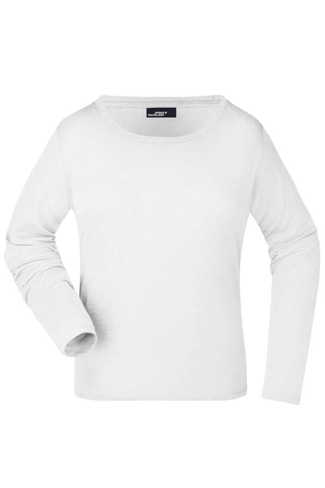 Ladies' Shirt Long-Sleeved Medium Langarm T-Shirt aus Single-Jersey weiß, Gr. XXL