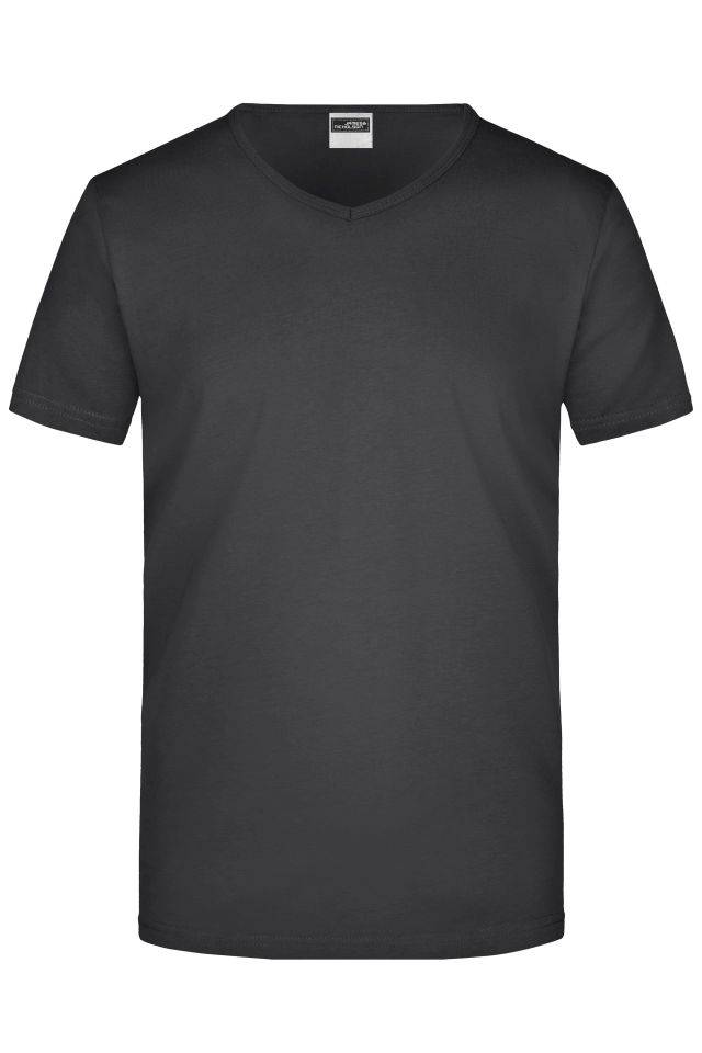Men's Slim Fit V-T Figurbetontes V-Neck-T-Shirt schwarz, Gr. XL