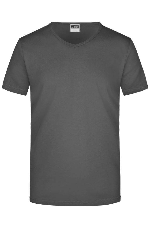 Men's Slim Fit V-T Figurbetontes V-Neck-T-Shirt grau, Gr. XL