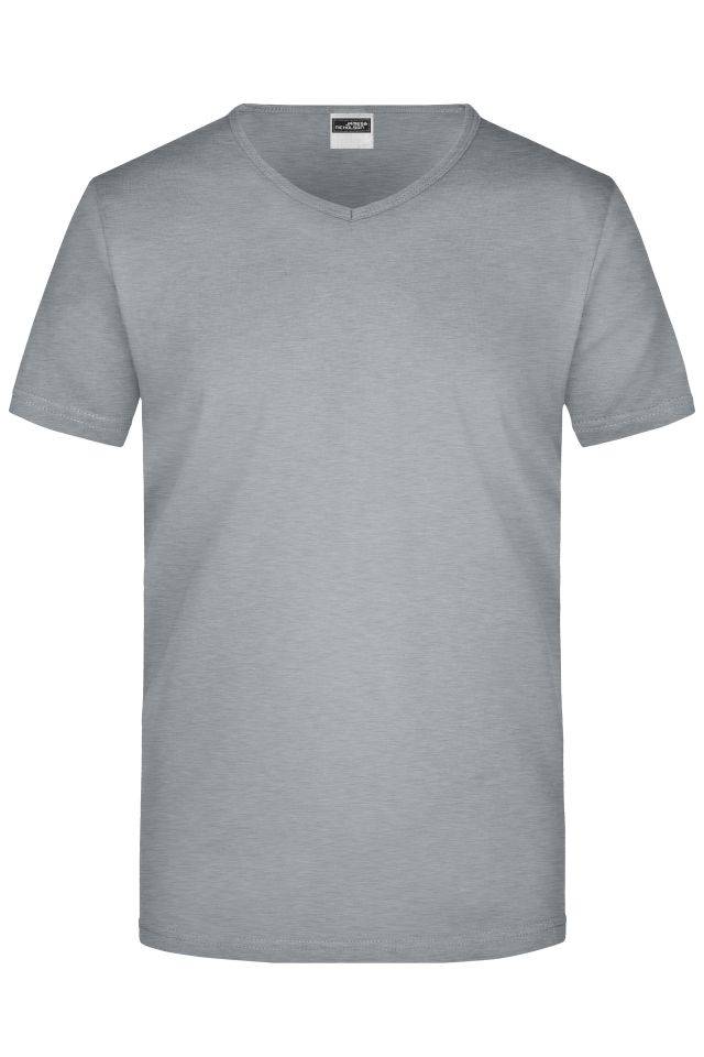 Men's Slim Fit V-T Figurbetontes V-Neck-T-Shirt grau, Gr. M