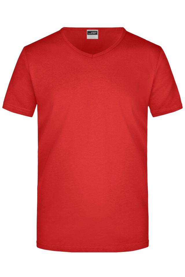 Men's Slim Fit V-T Figurbetontes V-Neck-T-Shirt rot, Gr. XL