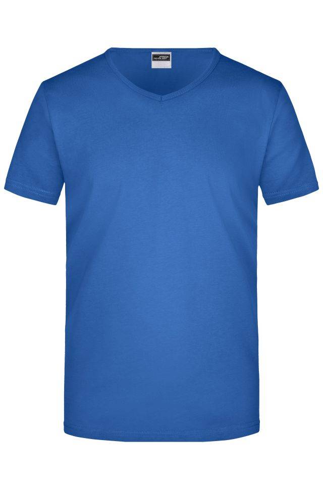 Men's Slim Fit V-T Figurbetontes V-Neck-T-Shirt blau, Gr. XXL